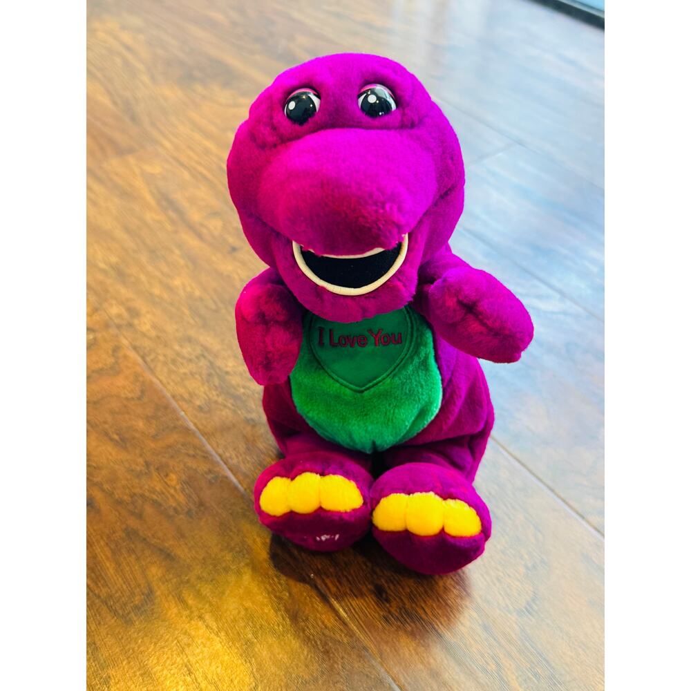 Barney Singing Purple Dinosaur I Love You Plush Stuffed Animal Vintage 10 Inches
